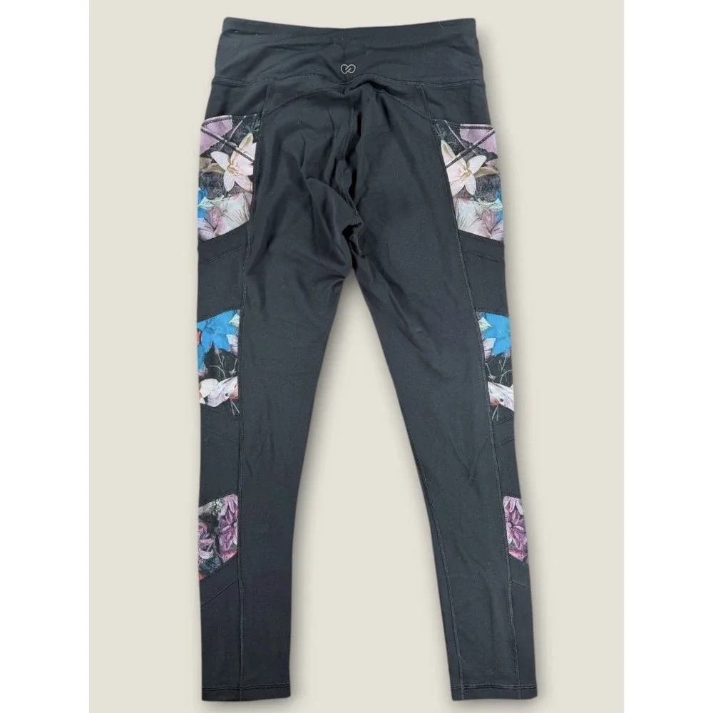 CALIA Carrie Underwood Black Floral Mesh Panel Leggings Pockets Active‎ Women L